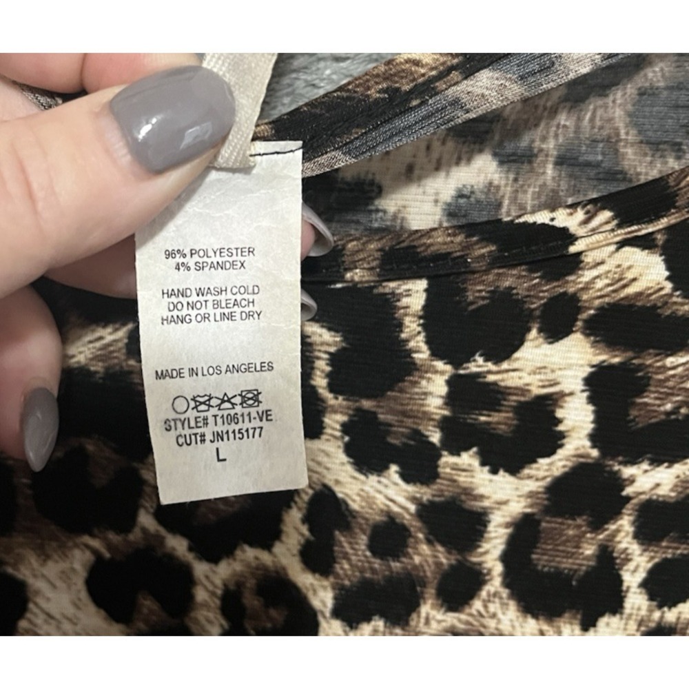 Y2K Style Animal Print Crushed Velvet Large Shirt Long Sleeve USA VTG - Picture 4 of 5